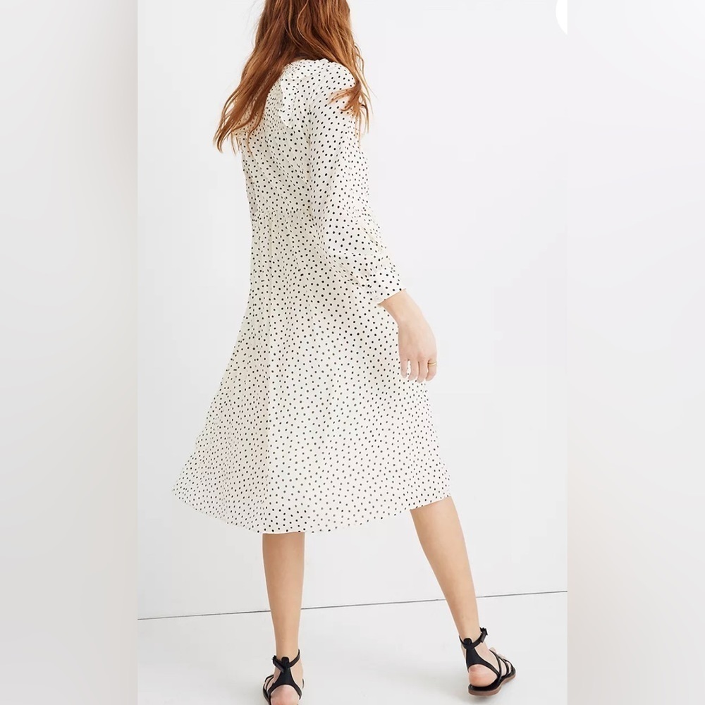 Madewell Polka Dot Midi Ivory and Black Size MP - Picture 2 of 6